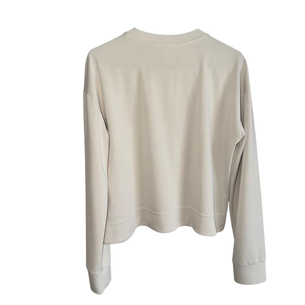Athleta Seasoft Crewneck Sweatshirt Bone Medium Tencel Modal Soft - Picture 3 of 9